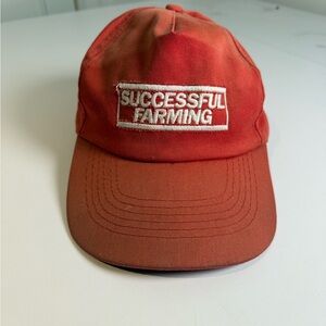 Well-worn Broken-in Red Successful Farming Cap Baseball SnapBack Hat